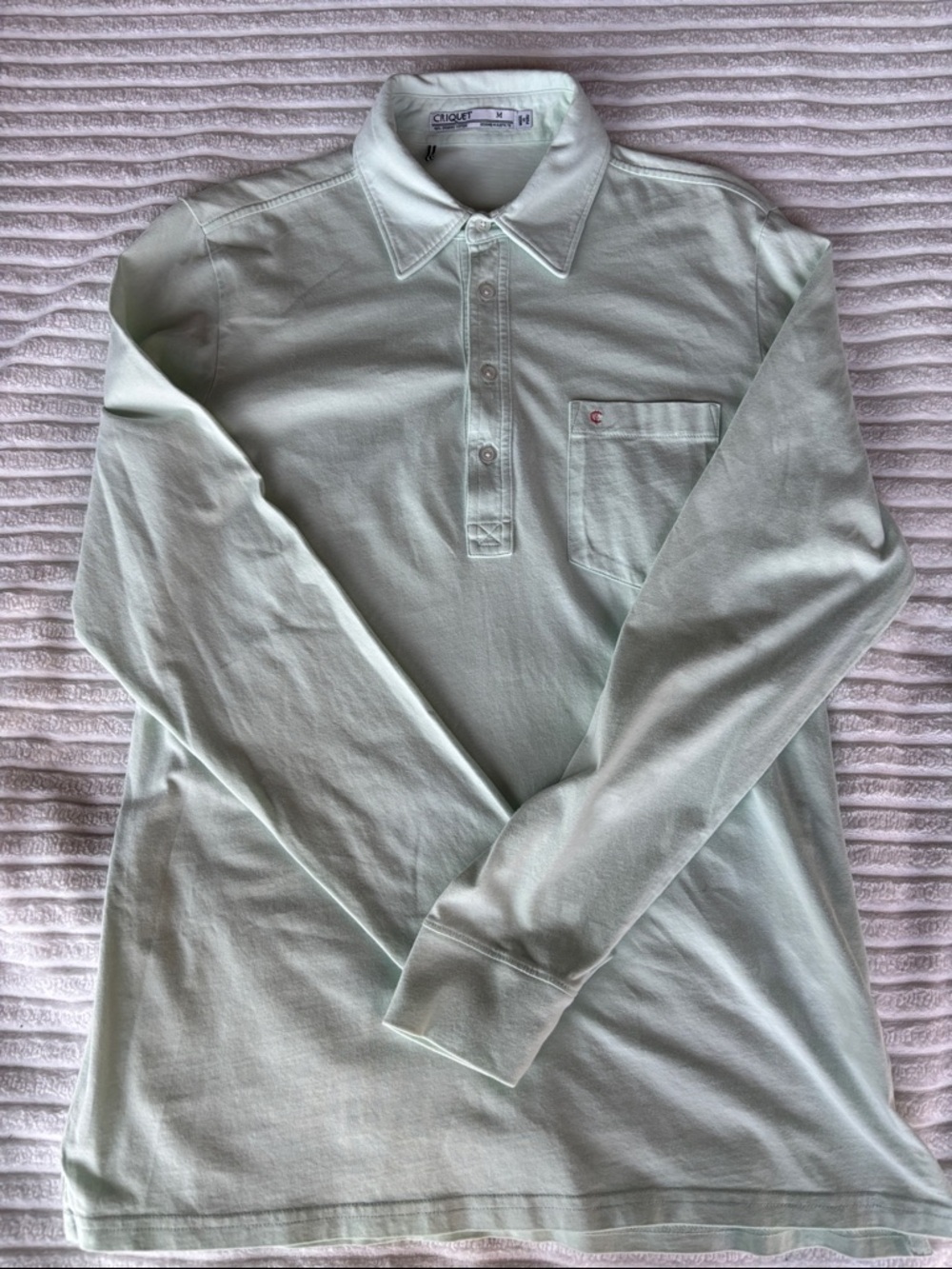 Criquet Mint Green Long-Sleeve Polo. Men’s Size: Medium